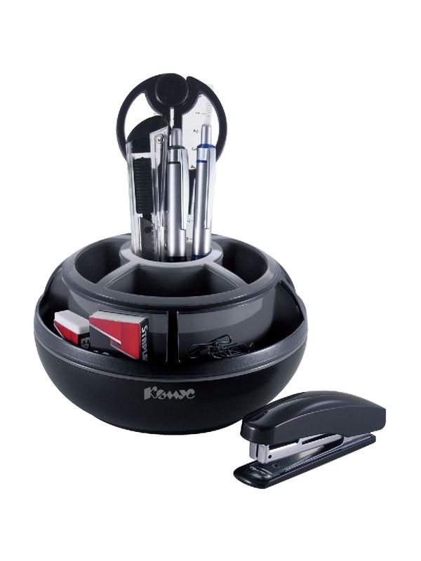 Набор настольный Комус 10 предметов серый/черный, вращающийся