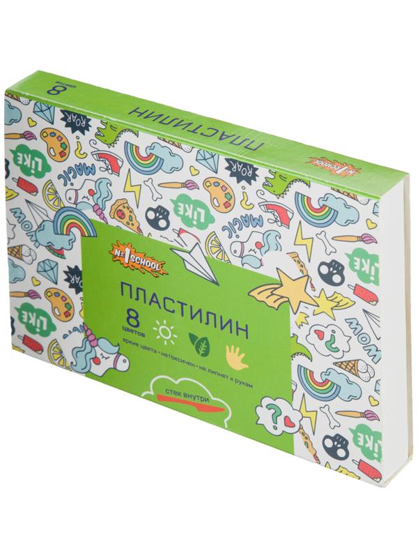 Пластилин классический №1School Отличник наб. 8 цветов, 160 г, со стеком