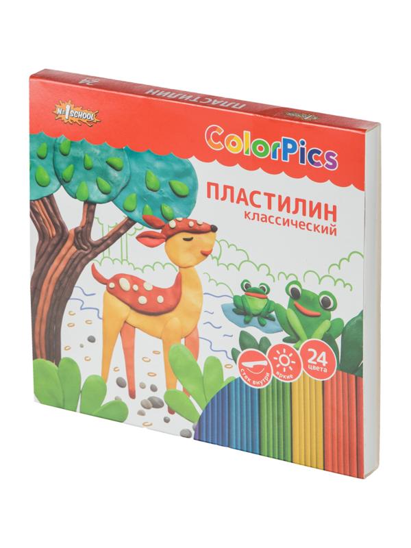 Пластилин классический №1School Color Pics наб. 24 цв, 480 гр,стек,бол.мяг