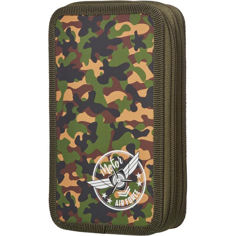 Пенал №1School Military 2 отд., ламинат, софт тач, 190x110 мм, ПКК 11-6