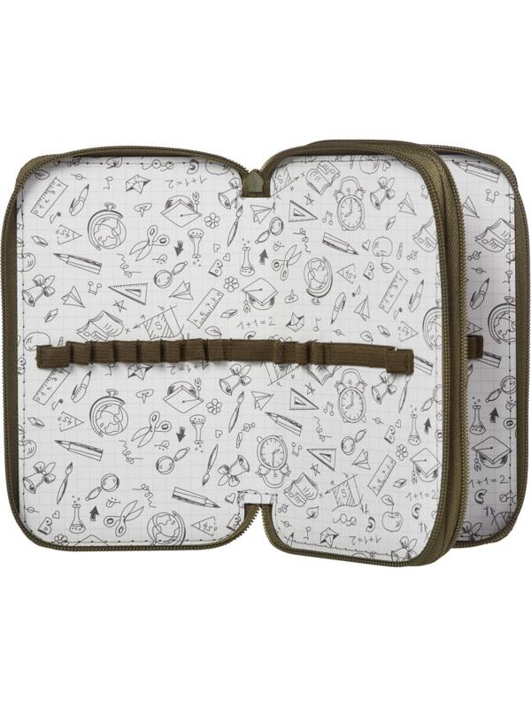 Пенал №1School Military 2 отд., ламинат, софт тач, 190x110 мм, ПКК 11-6