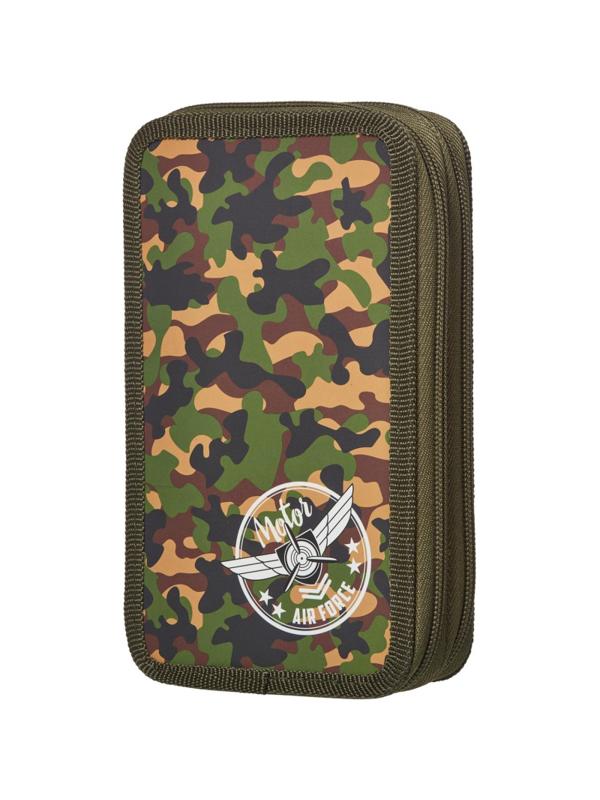 Пенал №1School Military 2 отд., ламинат, софт тач, 190x110 мм, ПКК 11-6