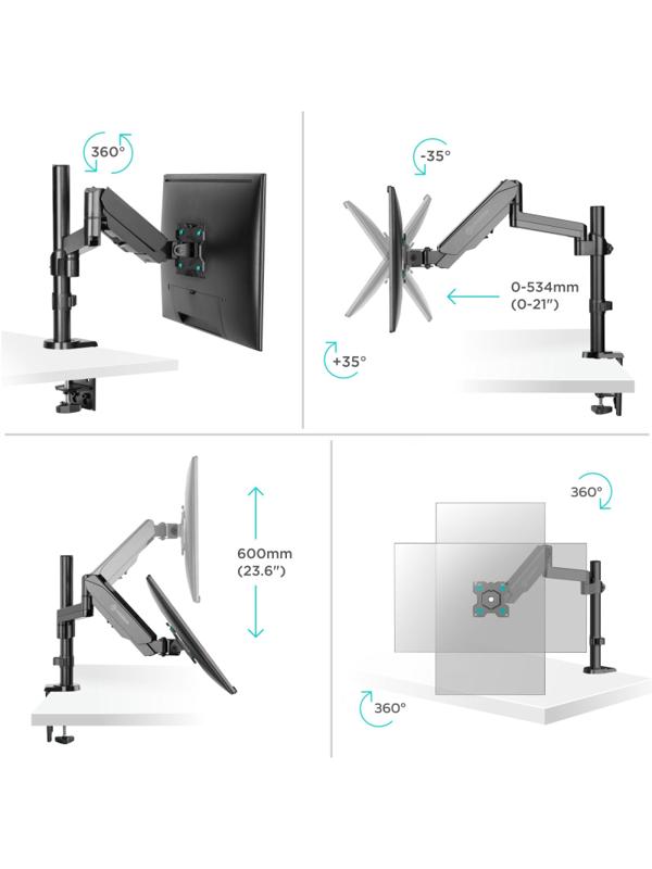 Кронштейн Onkron G70, монит 13-34, настольный, чер