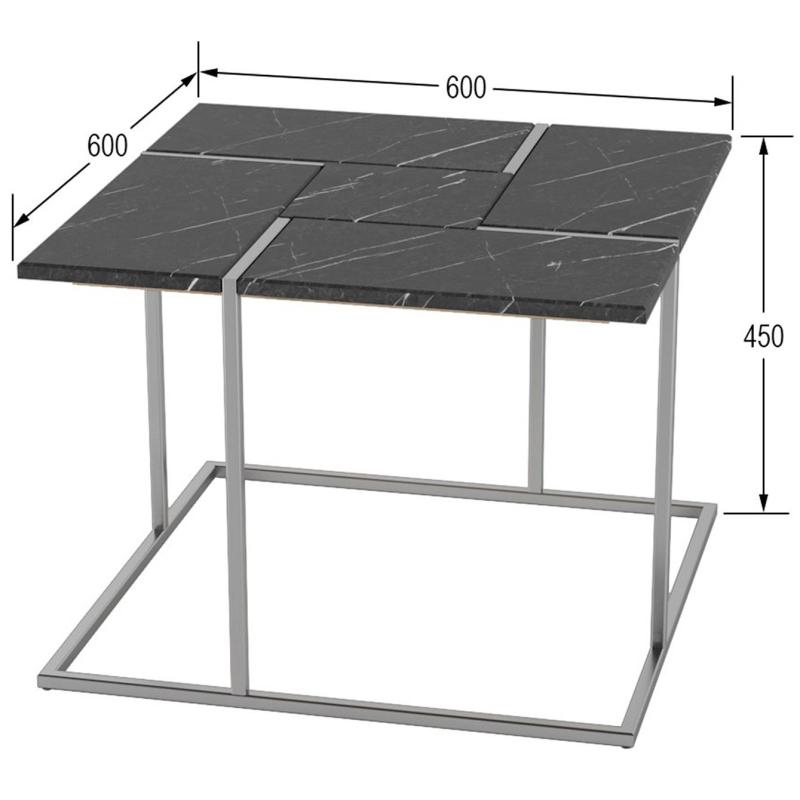 Стол журнальный _KF Калифорния 600x600x450 черный мрамор