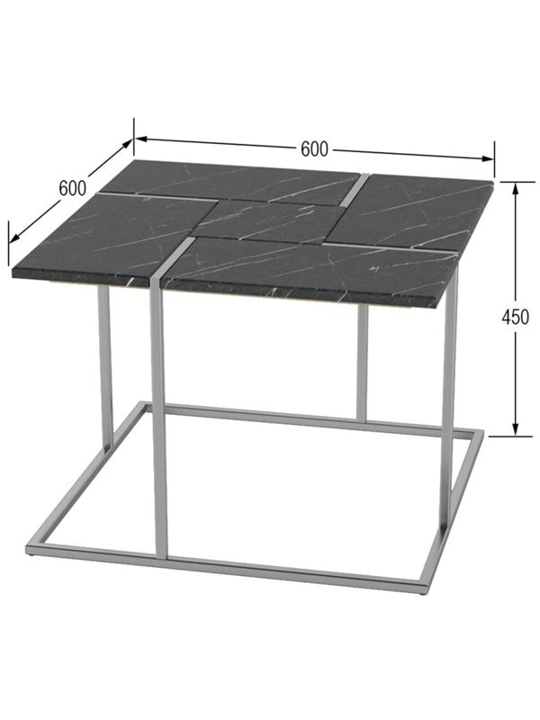 Стол журнальный _KF Калифорния 600x600x450 черный мрамор