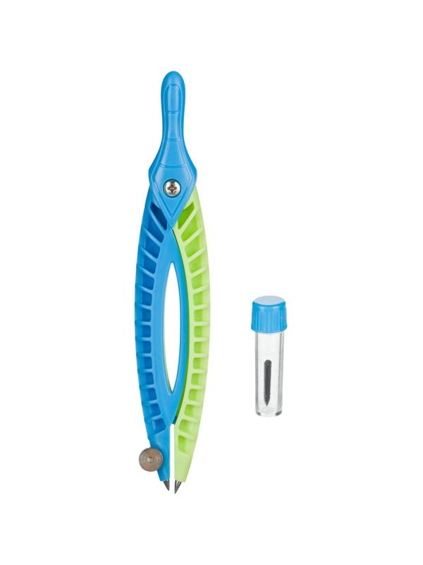 Готовальня №1School 2 пр/наб пластик.циркуль 120 мм син/зелен пенал S84002