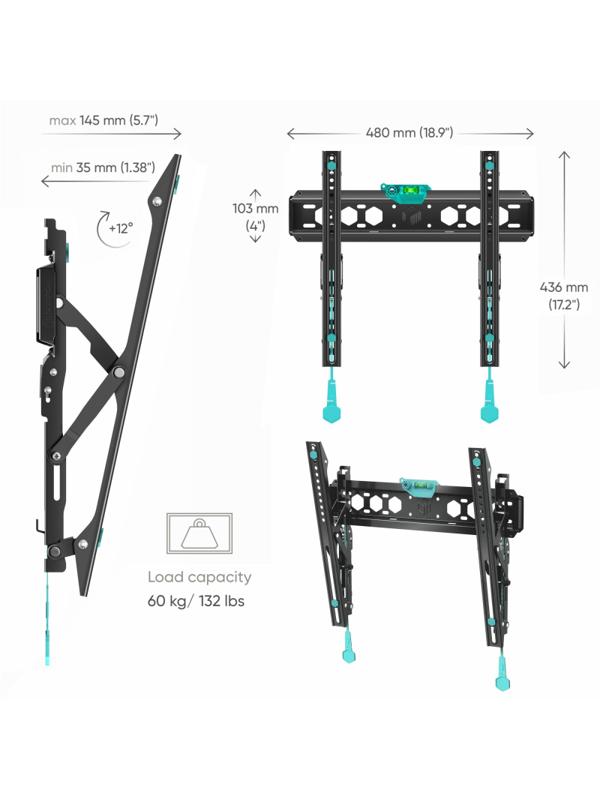 Кронштейн для телевизора Onkron 32-70 наклонный, черный TM5