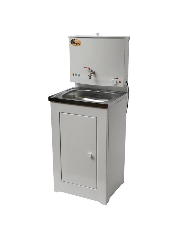 Умывальник дачный ЛЮКС, с подогревом, нержавеющая мойка, цвет белый 74/4/1