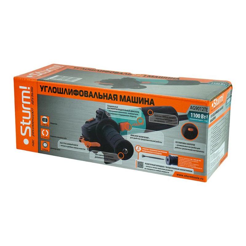 Шлифмашина угловая Sturm! 125 мм, 1100Вт, рег.оборотов (AG9012TE)