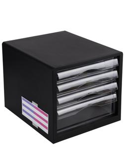 Бокс с выдвижными лотками Deli E9774, 4 выдвижн лотка черный