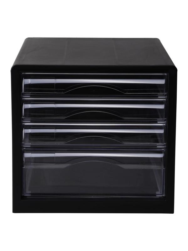 Бокс с выдвижными лотками Deli E9774, 4 выдвижн лотка черный
