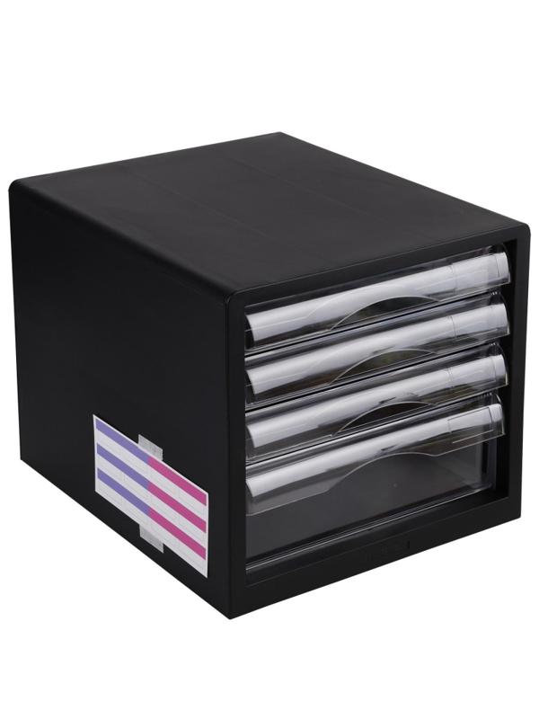 Бокс с выдвижными лотками Deli E9774, 4 выдвижн лотка черный