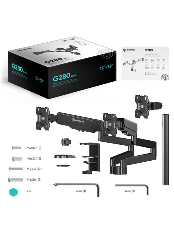 Кронштейн Onkron (держатель) для трех мон. 13-32, настольный, черный G280