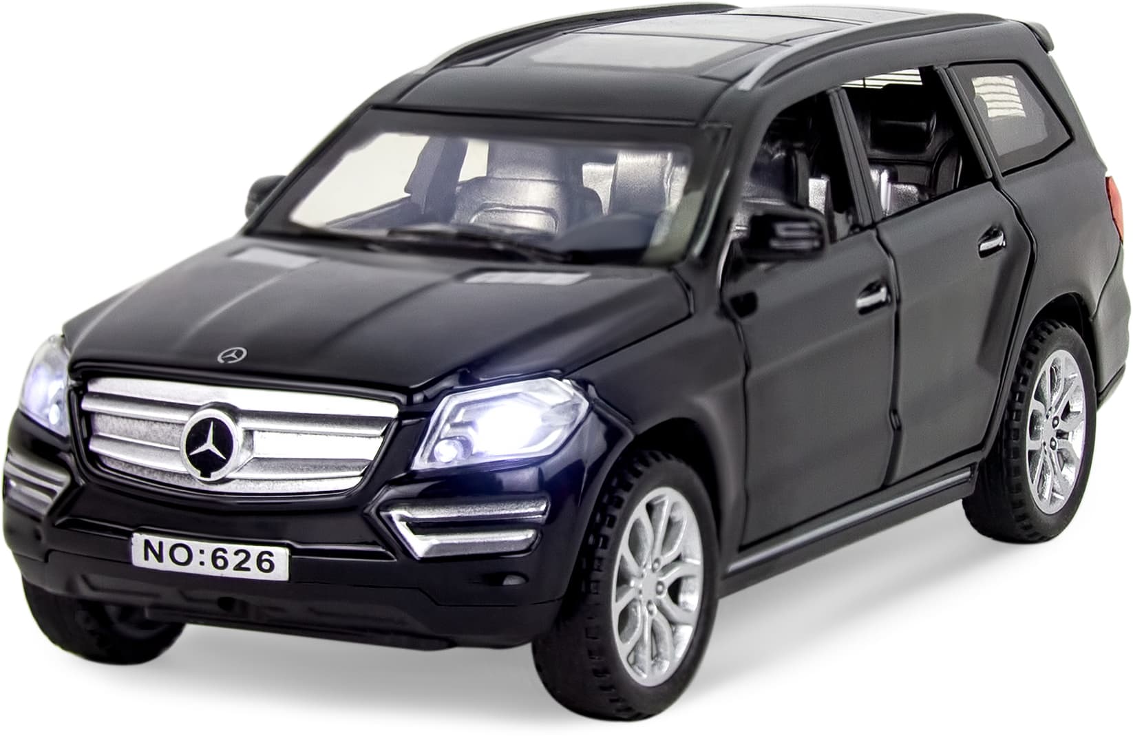 Машинка металлическая Wanbao 1:32 «Mercedes-Benz Gl 500 X166» 626D, 15 см., инерционная, звук, свет / Черный