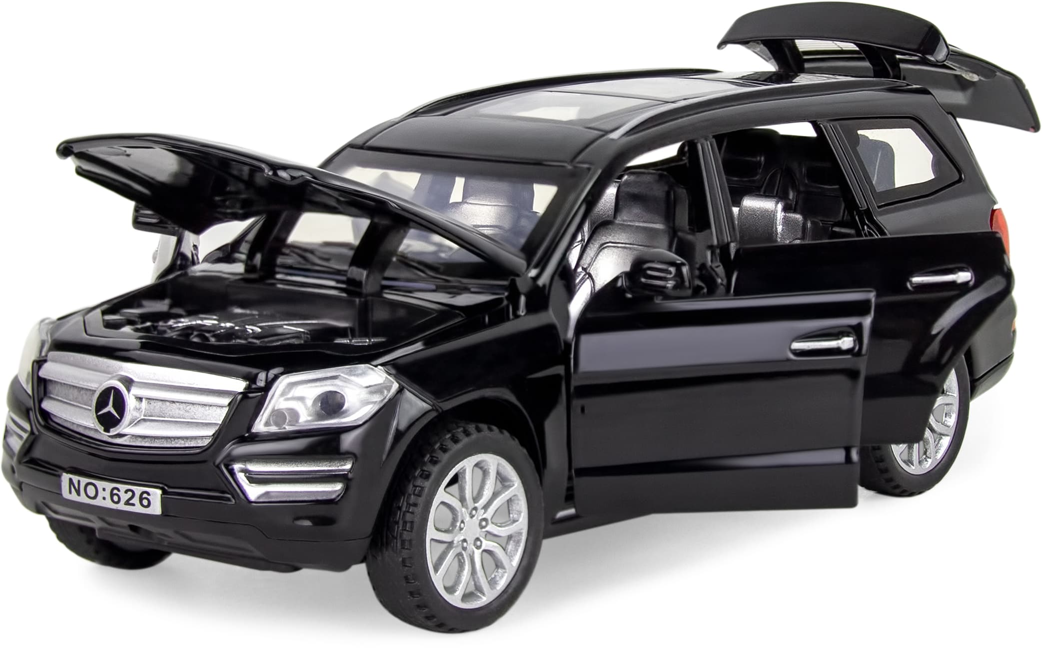 Машинка металлическая Wanbao 1:32 «Mercedes-Benz Gl 500 X166» 626D, 15 см., инерционная, звук, свет / Черный