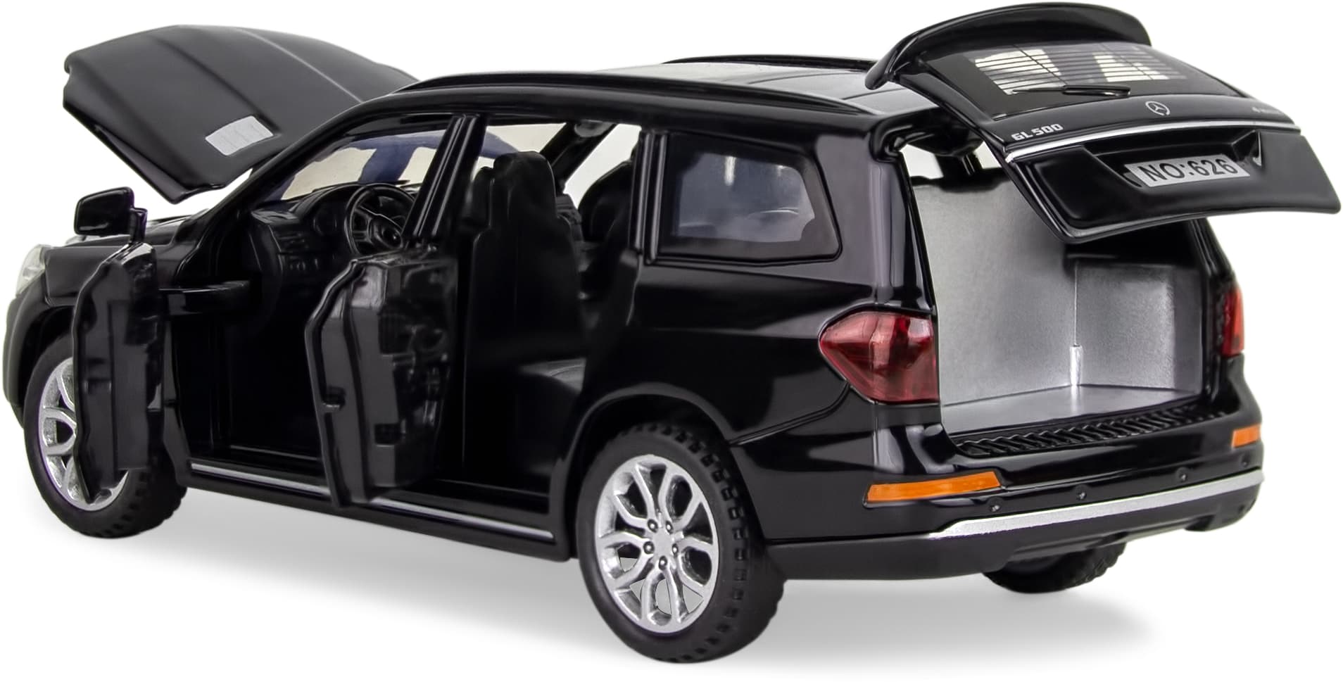 Машинка металлическая Wanbao 1:32 «Mercedes-Benz Gl 500 X166» 626D, 15 см., инерционная, звук, свет / Черный