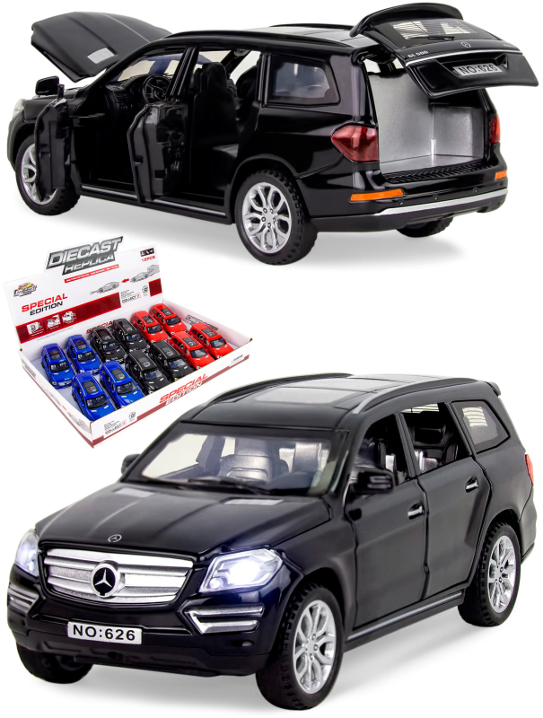 Машинка металлическая Wanbao 1:32 «Mercedes-Benz Gl 500 X166» 626D, 15 см., инерционная, звук, свет / Черный