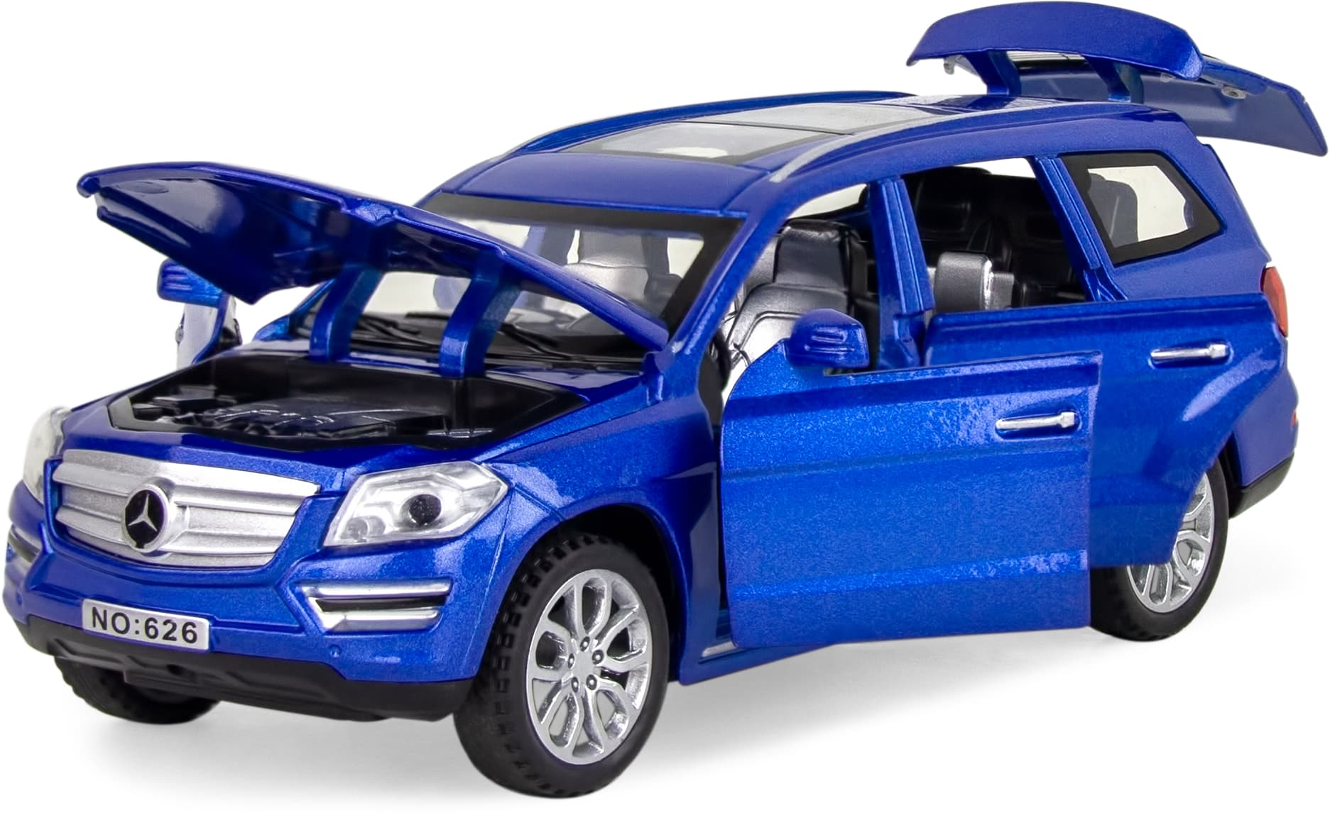 Машинка металлическая Wanbao 1:32 «Mercedes-Benz Gl 500 X166» 626D, 15 см., инерционная, звук, свет / Синий