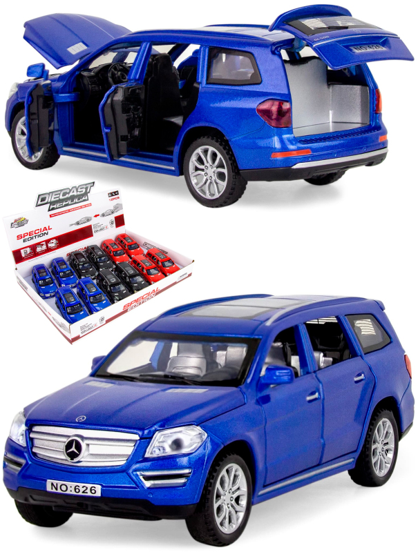 Машинка металлическая Wanbao 1:32 «Mercedes-Benz Gl 500 X166» 626D, 15 см., инерционная, звук, свет / Синий