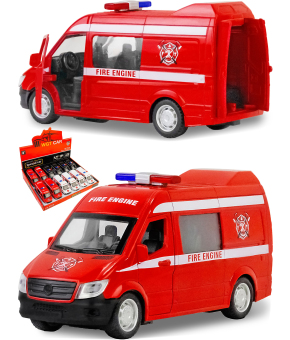 Металлическая машинка WGT Car «Mercedes-Benz Sprinter: Пожарная машина» 887-28А свет и звук, инерционная / Красный