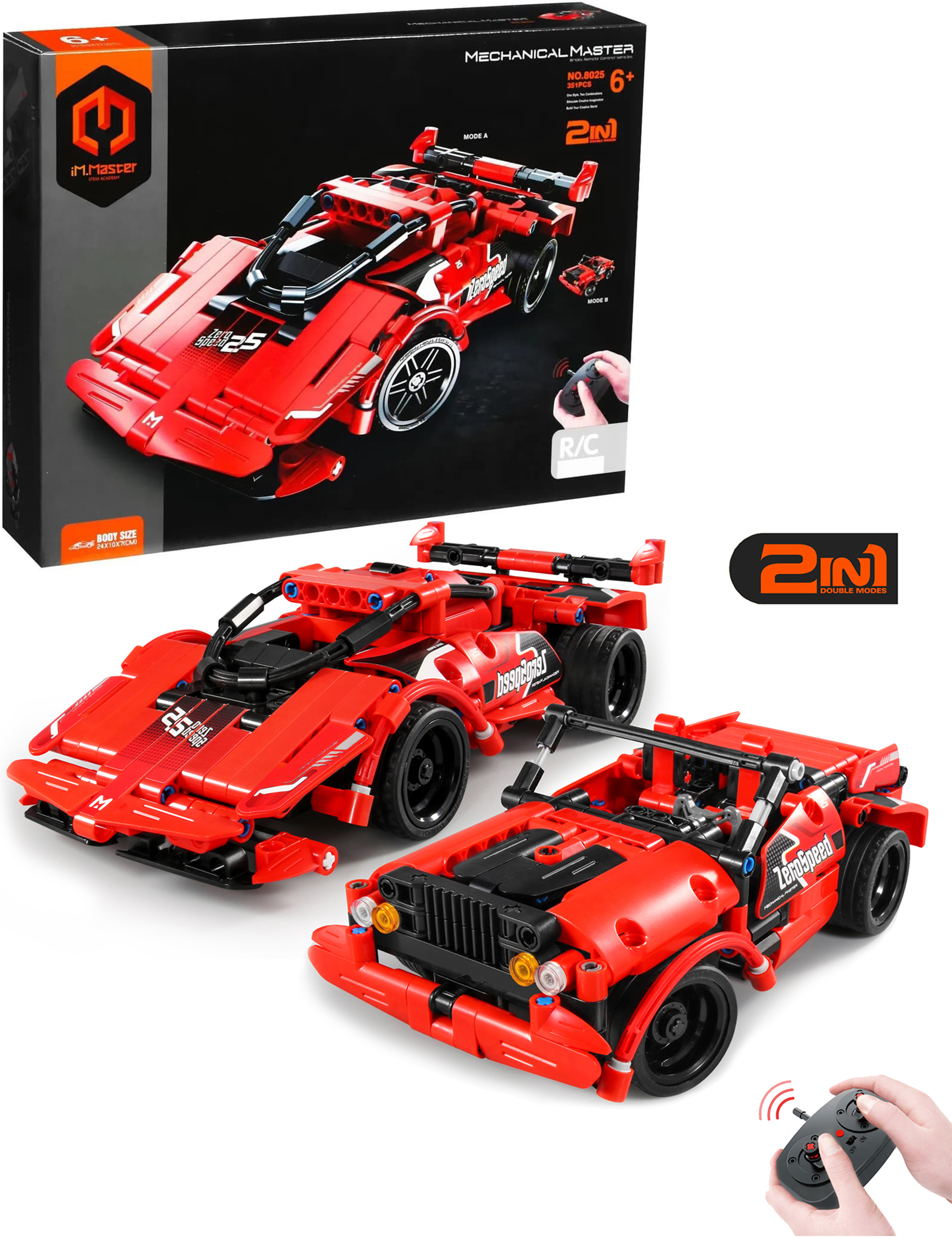 Радиоуправляемый конструктор iM.Master «Гоночный автомобиль 2 в 1» 8025 / 351 деталь