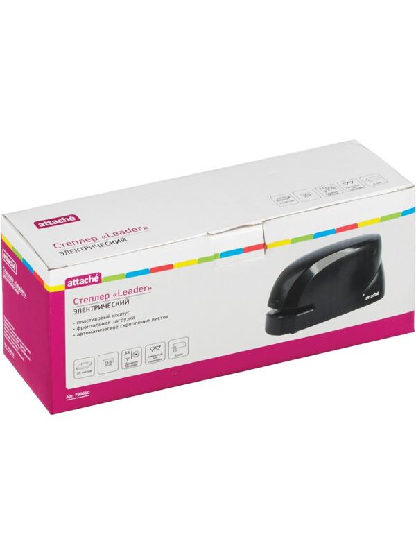Степлер электрический Attache Leader до 20 лист, черный, адаптер/батарейки