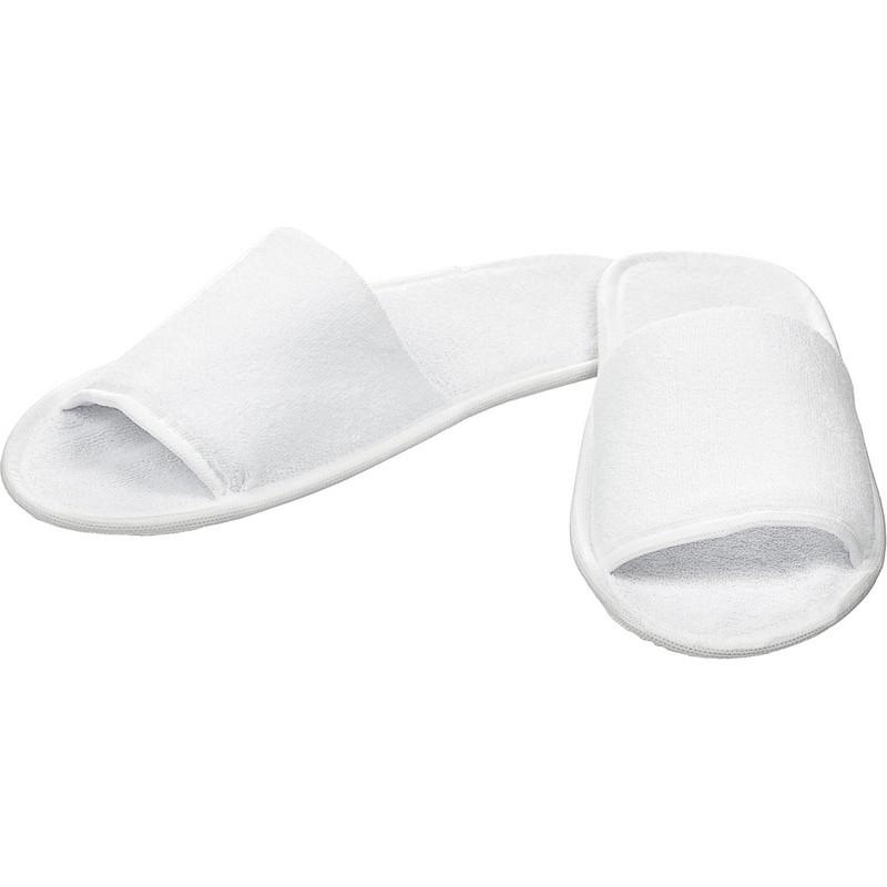 Тапочки одноразовые махровые Luscan с откр мысом,подошваЭВА3мм,бел100пар/уп