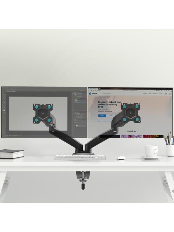 Кронштейн Onkron G160, TV 13-32, для 2-ух мон, газлифт, настольный, чер