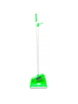 Комплект для уборки совок с щеткой для пола AF201-G, длинный ворс, зеленый