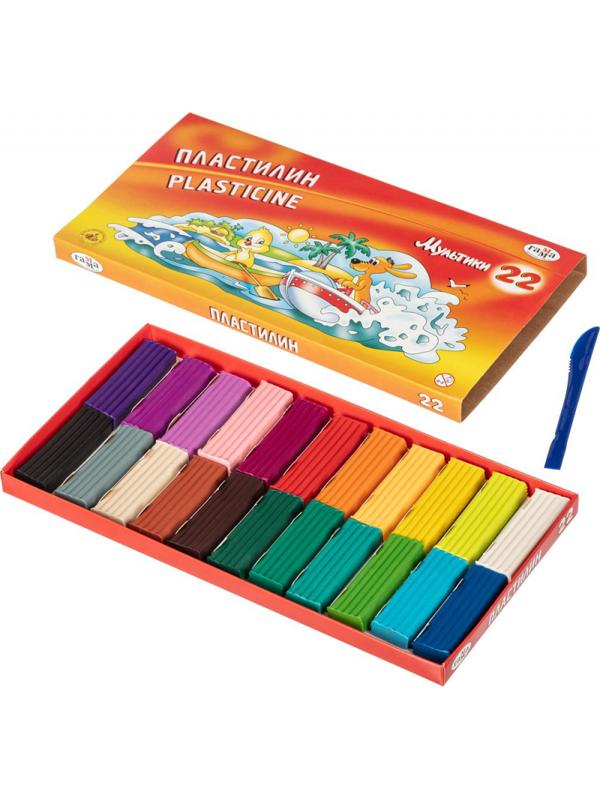 Пластилин Гамма  Мультики, 22 цвета, 440г, со стеком, 210119_03