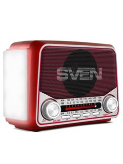Радиоприемник SVEN SRP-525, красный, мощность 3 Вт (RMS), FM/AM/SW, USB