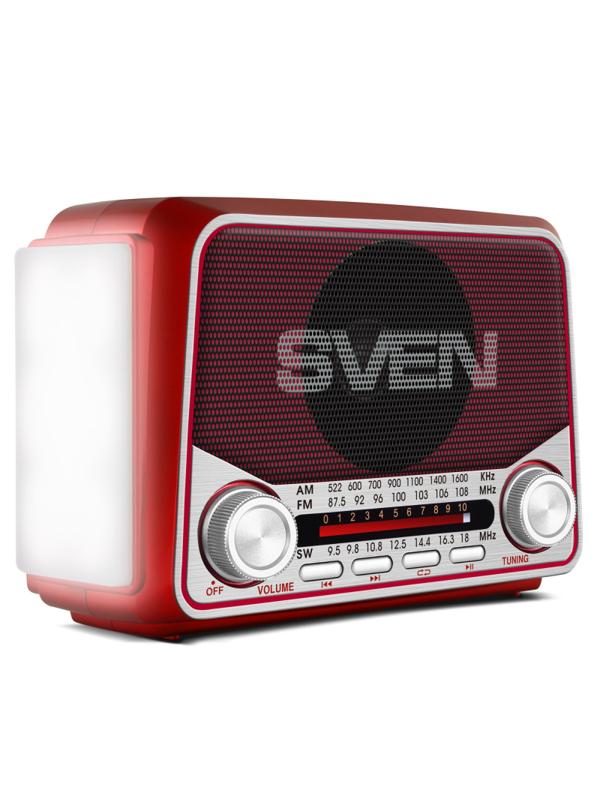 Радиоприемник SVEN SRP-525, красный, мощность 3 Вт (RMS), FM/AM/SW, USB