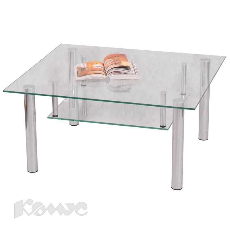 Стол журнальный TI_Кристалл-ПМ(П) хром/стекло прозрачное