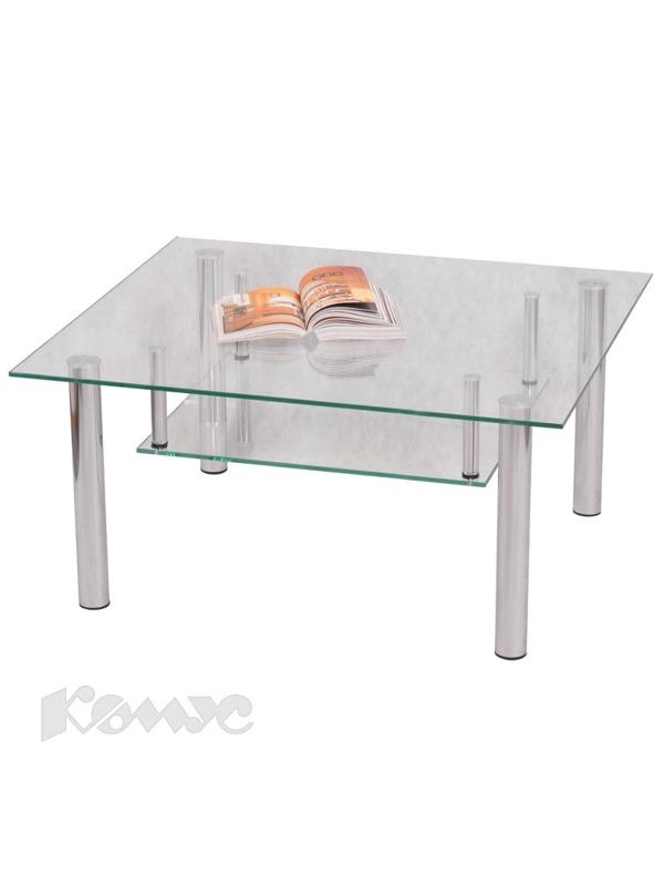 Стол журнальный TI_Кристалл-ПМ(П) хром/стекло прозрачное