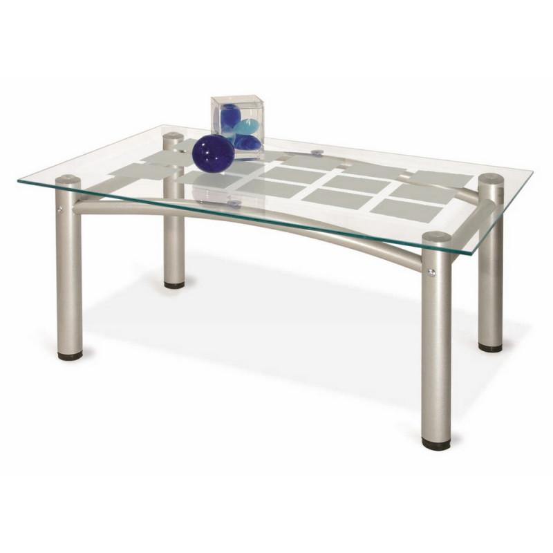 Стол журнальный ME_Робер-3М металлик /стекло прозрачное