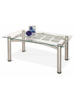 Стол журнальный ME_Робер-3М металлик /стекло прозрачное