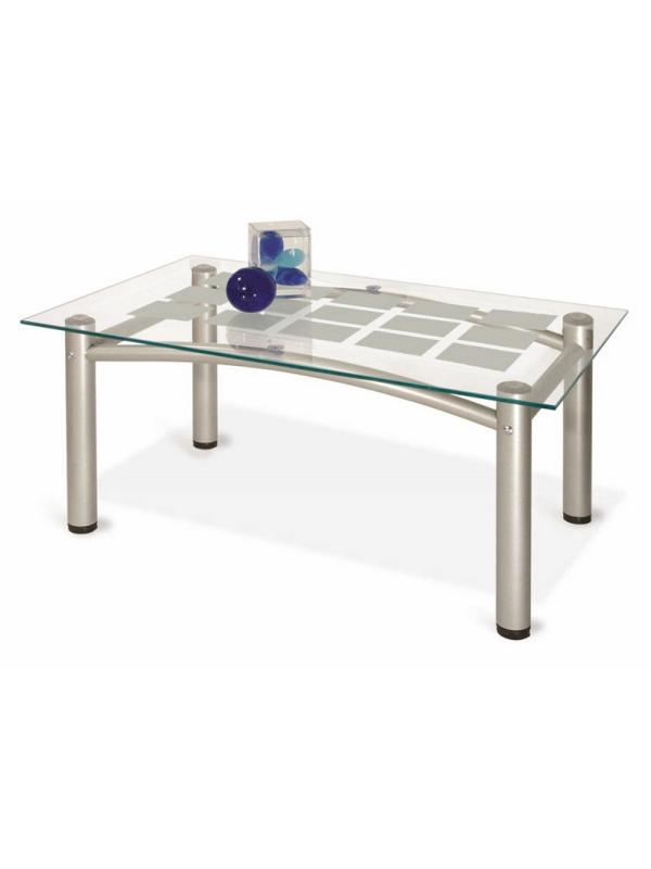 Стол журнальный ME_Робер-3М металлик /стекло прозрачное