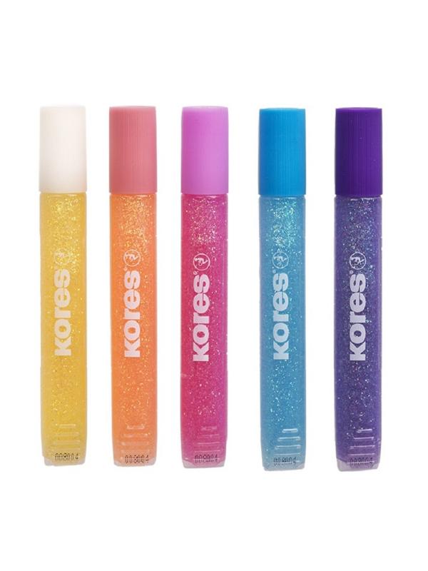 Гель Клей декоративный с блестками 5цв.по 10,5мл. KORES