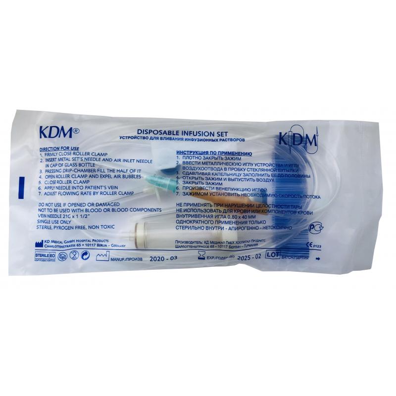 Система для в/в вливания инф.растворов (металл.игла) KDM 400 шт/уп