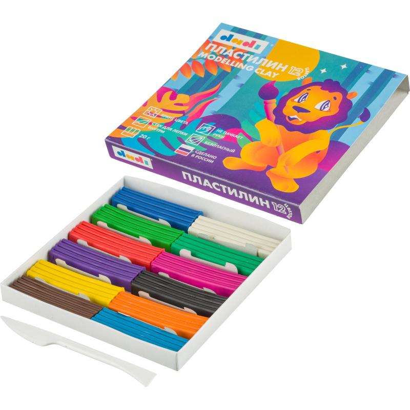 Пластилин классический dadi 20г 12 цв., DPL20-12A