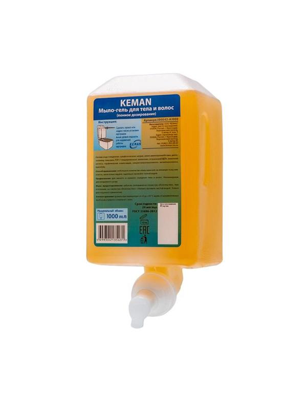 Картридж с жидким мылом KEMAN гель д/тела,волос пенн 1000мл_КК 100042-А1000