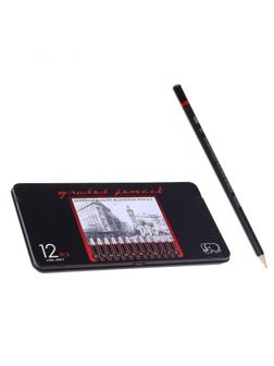 Набор карандашей чернографитных Gladed Pencil, 12 штук, твердость 2Н-8В
