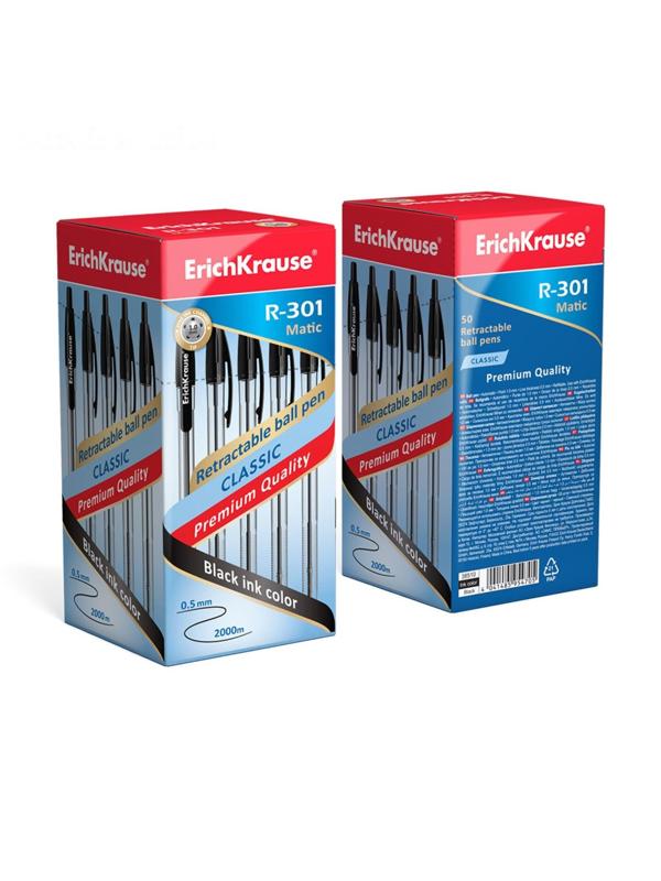 Ручка шариковая автоматическая R-301 MATIC, узел 0.7мм, чернила чёрные, длина линии письма 1000м