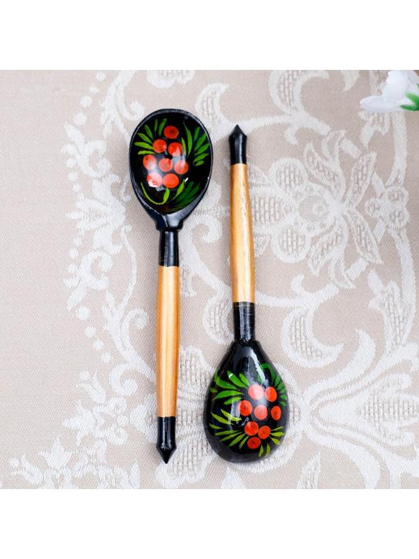 Ложка деревянная «Чернушка», маленькая, хохлома, МИКС