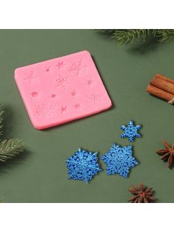 Силиконовый молд «Снежинки», 8,6×8,6 см, цвет розовый