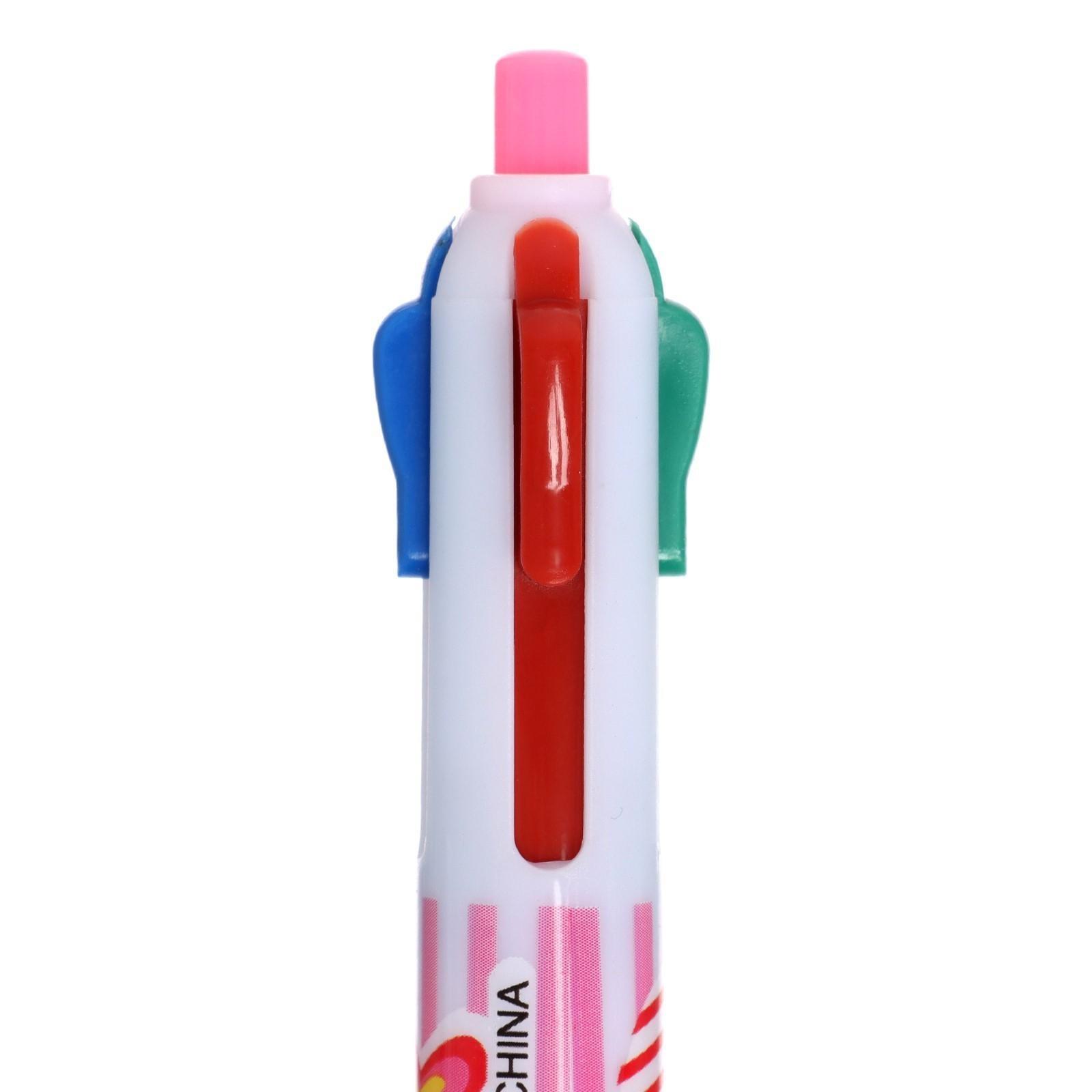 Ручка шариковая Calligrata, автоматическая, 4-х цветная, с рисунком, МИКС