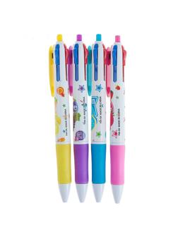 Ручка шариковая Calligrata, автоматическая, 4-х цветная, с рисунком, МИКС