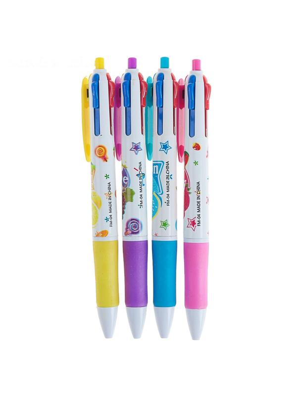 Ручка шариковая Calligrata, автоматическая, 4-х цветная, с рисунком, МИКС