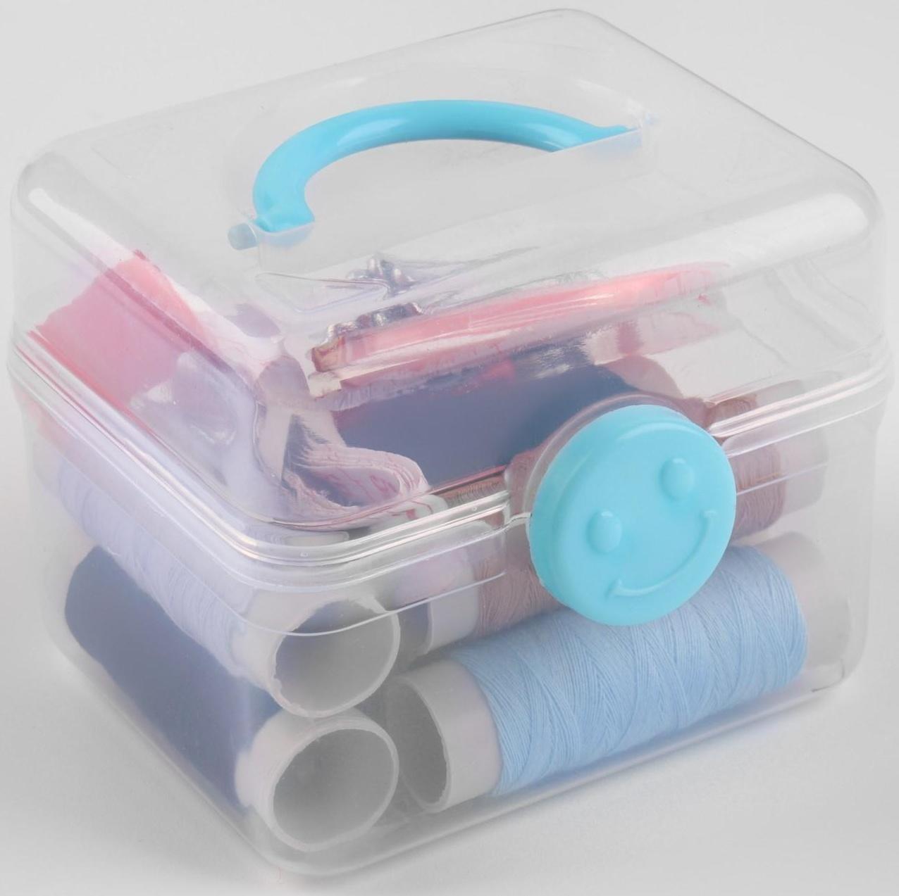 Швейный набор, 31 предмет, в пластиковом контейнере, 7 × 8,5 см, цвет МИКС