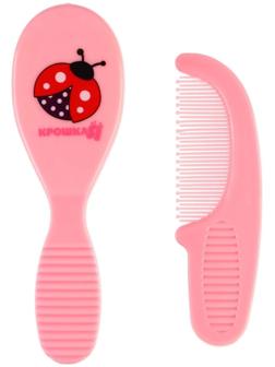Расчёска детская + массажная щётка для волос, от 0 мес., цвет розовый